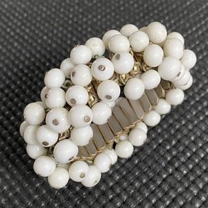 White Beaded Stretch Bracelet